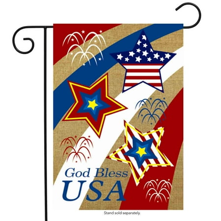 - god bless usa burlap garden flag patriotic holiday 12.5