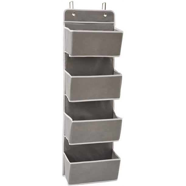 Organizador sobre la puerta con 4 bolsillos, organizador de almacenamiento colgante para despensa, bebé, cuarto de baño, armario, dormitorio (1 paquete, gris) MFZFUKR CJWUS-3617