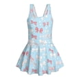 thumbnail image 4 of Tutolipy Pastel Bow Heart Pattern Girls One Piece Swimsuit with Skirt, Wide Straps Comfort Bathing Suit for Beach, Size 3-4 Years, 4 of 8