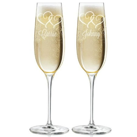 Personalized- Two Hearts Wedding Toasting Flutes