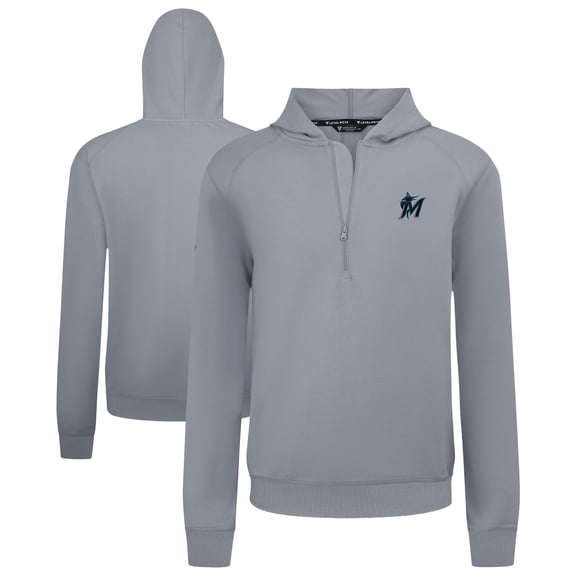 Men's Levelwear  Gray Miami Marlins Technic Insignia Quarter-Zip Hoodie