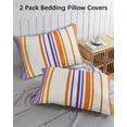 thumbnail image 2 of Orange Striped Pillow Cases Standard Size Set of 2 - Microfiber Bed Throw Pillow Covers, Farmhouse Stripes Modern Abstract Art Decorative Lumbar Pillow Cover with Envelope Closure for Sofa 20"x26", 2 of 6