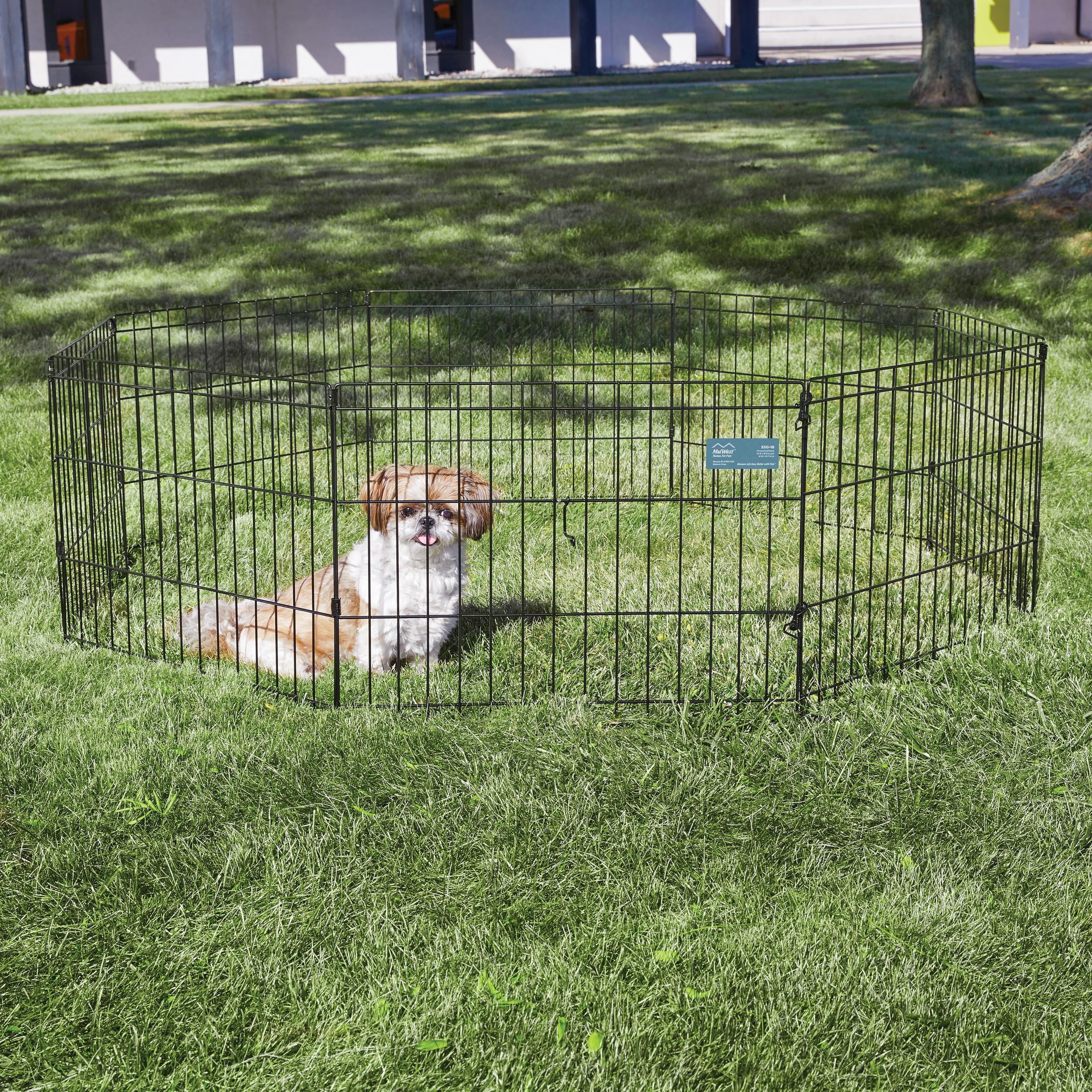 MidWest Homes for Pets 18-inch Exercise Pen, for Indoor and Outdoor use, 16 Sq Feet of Play, Folding Dog Pen, No Door Design for Maximum Security, Easy to Set Up, Foldable Dog Playpen