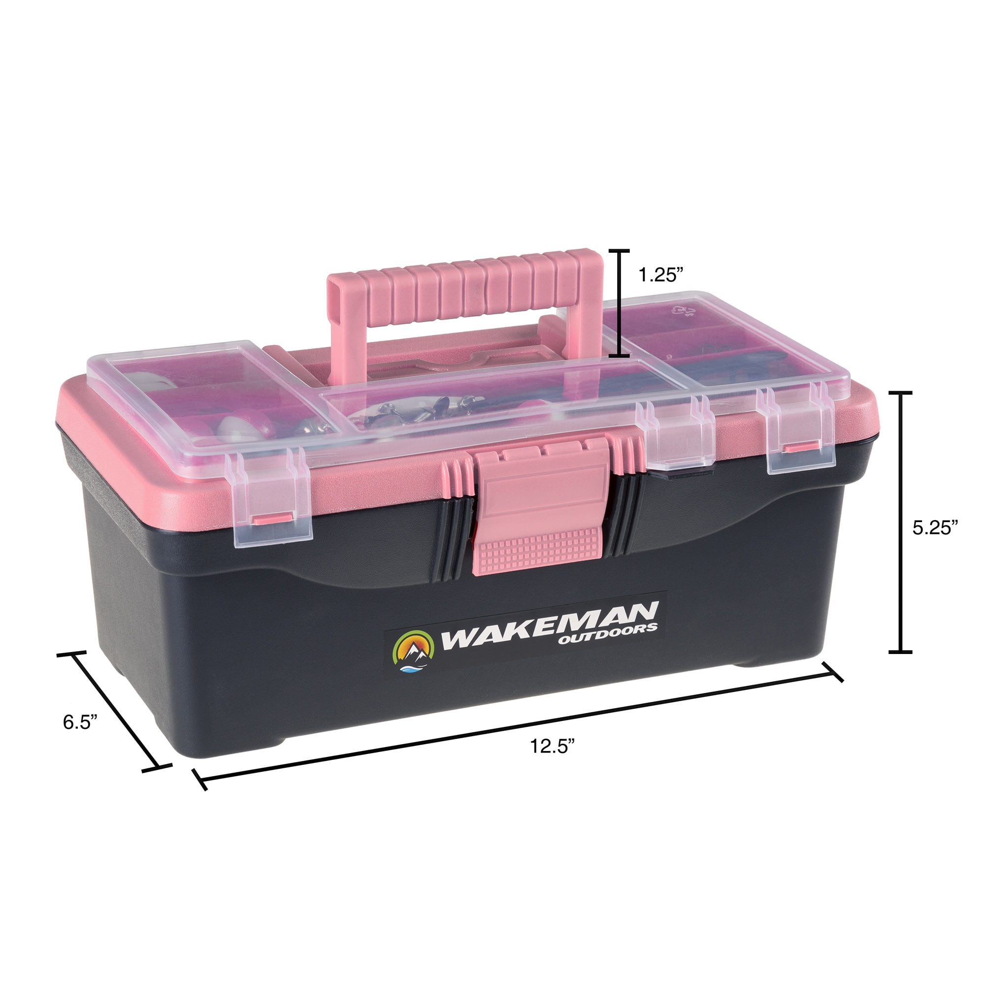 Wakeman Outdoors Fishing Single Tray Tackle Box with 55 Pieces