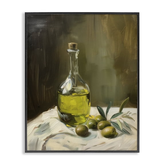 Stupell Industries Traditional Olive Oil Still Life Black Framed Giclee Art, 11 x 14, by Arlington Prints