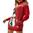 thumbnail image 2 of FNNMNNR Women Christmas Knitting Tops Long Sleeve Stand Neck Cartoon Running Loose Shirt, 2 of 6