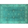 thumbnail image 1 of Ahgly Company Machine Washable Indoor Rectangle Oriental Turquoise Blue Traditional Area Rugs, 5' x 7', 1 of 4