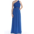 thumbnail image 2 of ADRIANNA PAPELL Womens Blue Sheer Overlay One Shoulde Full Length  Dress 10, 2 of 3