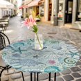 thumbnail image 4 of Teal Blue Coastal Fitted Tablecloth with Elastic Edged, Round Table Cloth for Dining Table, Nautical Starfish Shells Ocean Sea Waterproof Oil Proof Table Cover for Indoor Outdoor 36"-44", 4 of 8