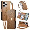 thumbnail image 2 of Flip Case for FOXDOCK iPhone 16 Pro Gift Choice Kickstand Viewing Floral Embossed Full Protection Wallet Function, 2 of 6
