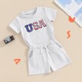 thumbnail image 4 of Okbabeha Toddler Baby Boys 4th of July Outfits Shorts Sets 3 6 9 12 18Months 2t 3t Letter Embroidery Tops+Star Stripe Shorts, 4 of 7