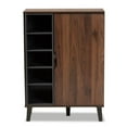 thumbnail image 4 of Baxton Studio Two-Tone Walnut Brown and Grey Finished Wood 1-Door Shoe Cabinet, 4 of 10
