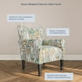 thumbnail image 4 of BELLEZE Modern Accent Chair for Living Room, High Back Linen Armchair with Wooden Legs, Upholstered Wingback Side Chair Padded Armrest Single Sofa for Living Room, Bedroom - Allston (Green Coral), 4 of 7