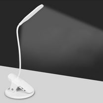 FRCOLOR 1Pc LED Mini Table Lamp Eye-caring Reading Lamp Portable Desk Lamp Table Light with Clamp Plug-in for Bedroom Dorm Office (White)
