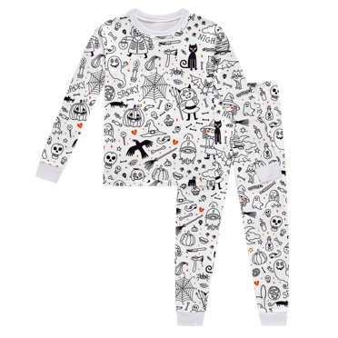 TIWEKE Tenues & Ensemble de Pyjama d'Halloween pour Garçons Ensemble de Pyjama Doux à Manches Longues Idéal pour les Activités Quotidiennes et les Nuits Réparatrices 2-10 Ans, Tailles 2-3 Ans