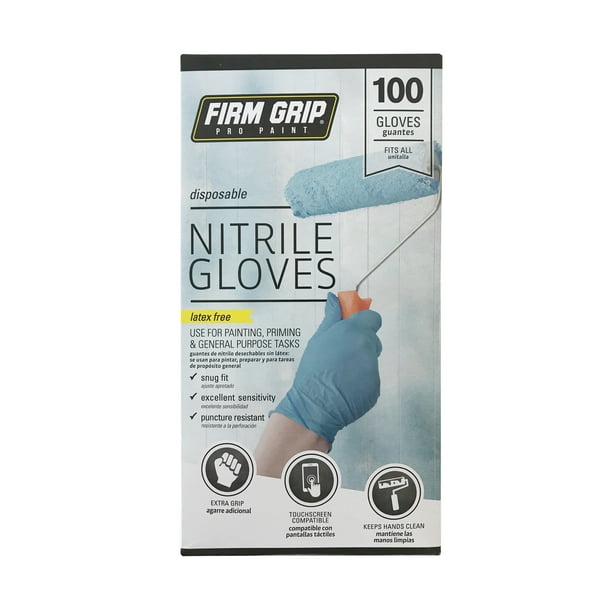 Firm Grip Pro Paint Disposable Nitrile Gloves, Latex Free, 100Count