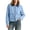#0058-Sky Blue, variant on Women's Corduroy Baseball Jacket with Faux Leather Collar Zip Up Long Sleeve Casual Coat Turn-Down Collar Pocket for Spring Fall