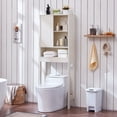 thumbnail image 3 of LELELINKY Over The Toilet Storage Cabinet with Rattan Sliding Door, 68" Tall Wood Bathroom Organizer with Adjustable Shelf for Small Spaces, White, 3 of 7