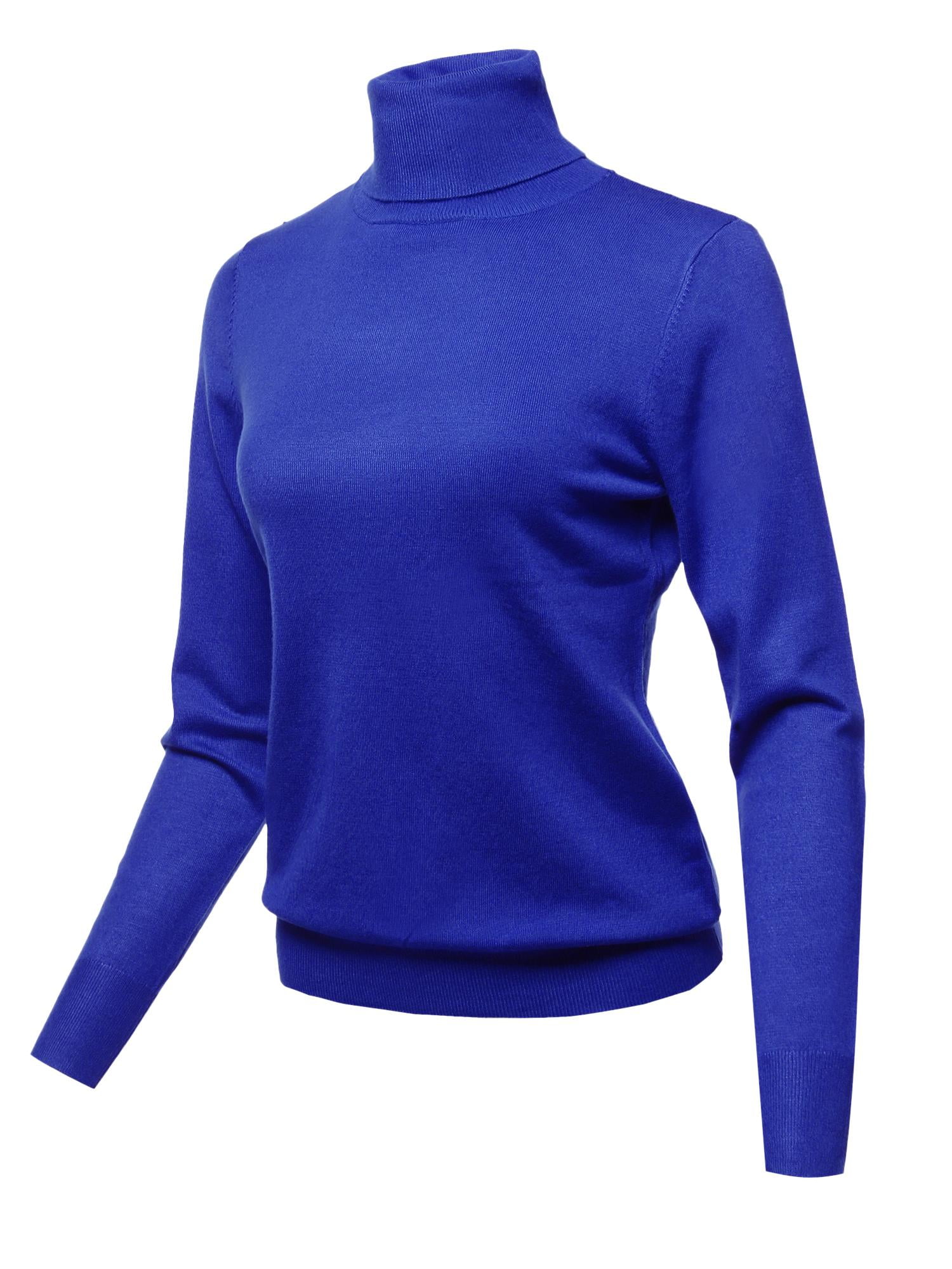 FashionOutfit Women's Solid Turtle Neck Long Sleeves Knit Sweater Top