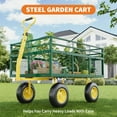 thumbnail image 6 of 1400 Lbs Steel Garden Cart, Heavy Duty Garden Wagon Cart Pullable on Wheels, Metal Yard Utility Wagon Carts with 10" All Terrain Tires, Mesh Removable Sides and 180°Rotating Handle, 6 of 10