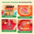thumbnail image 6 of Alpha Joy 87Pcs Pretend Play Kitchen 38.59Inch Large Interactive Toy Sets for Kids w/Realistic Sounds & Lights, Microwave Oven, Range Hood, Faucet, Cooking Stove, Sink, Red, 6 of 10