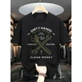 thumbnail image 1 of Dirty Hands, Clean Money, Double-sided Letter Printing, Gift, Pattern Printed T-shirt 100% Cotton, Round Neck Short Sleeves, Couple, Personalized, Comfortable and All-encompassing, Street Fashion, 1 of 8