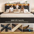 thumbnail image 5 of ARICOEASY California King Size Bed Frame with Storage Drawers, Upholstered Headboard, Charging Station and LED Lights, Black, 5 of 8