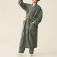 thumbnail image 3 of Men's Big and Tall Bathrobe Long Sleeve Cotton Blend Lounge Wear Sleepwear Robe, 3 of 3