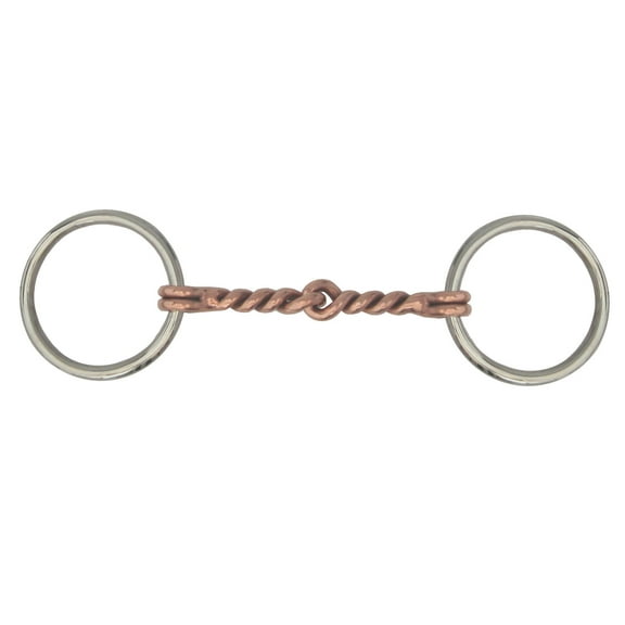 AJ Tack Loose Ring Sweet Iron Twisted Copper Snaffle Bit - Mini/Pony 3 3/4"