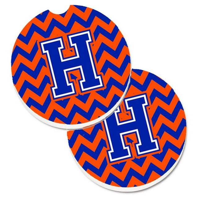 Lettre H Chevron Orange & Bleu Ensemble de 2 Porte-Gobelet Coaster de Voiture
