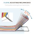 thumbnail image 3 of Ensemble de 2 Chaises Longues de Plage Rembourrées, Chaises Longues Pliables avec Dossier Réglable à 5 Angles, Cadre en Acier et Appuie-Tête, Tapis Portables à Rayures Colorées pour Cour Arrière, Bord de Lac, Piscine, 3 of 7