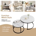 thumbnail image 6 of Set of 2 Modern Nesting Coffee Table, White Sintered Stone Top, Sturdy Wrought Iron Base for Living Room Decor, 6 of 7