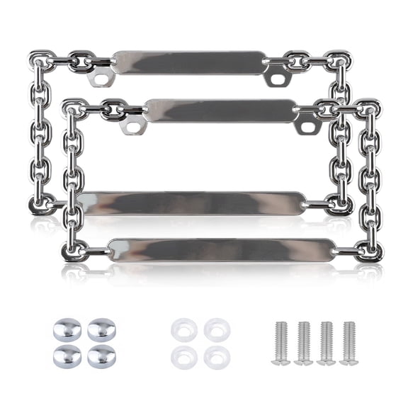 KINGWOLF 2Pack Car License Plate Frame Chain Accented Tough