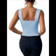 thumbnail image 2 of Top Corto Sexy Sin Mangas Ajustado con Tirantes Básicos para Mujer 2025 Azul Lago M, 2 of 7