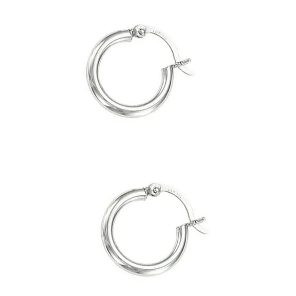 JewelStop 14K White Gold Hoop Earrings - 2x15mm, (3/32" x 9/16 Inches)
