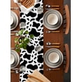 thumbnail image 3 of Table Runner 72 Inches Long for Kitchen Dining, Black and White Dresser Scarf Farmhouse, Dining Table Decorations for Wedding/Parties, Farmhouse Cow Black White 13 x 72 In, 3 of 9