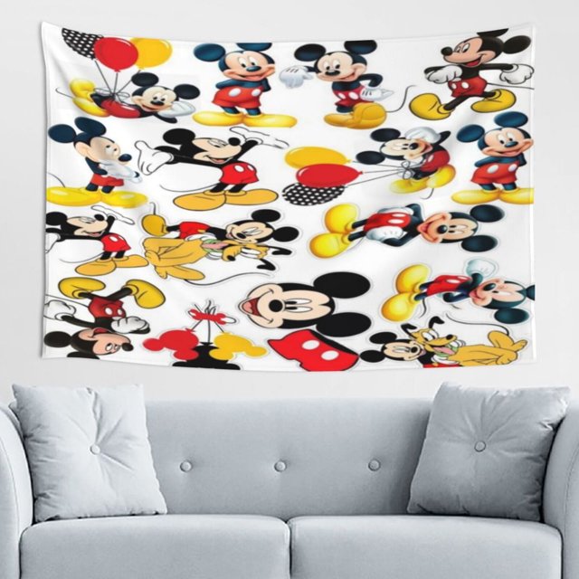 Tapiz de pared de Mickey Mouse, decoración de pared para el hogar, arte de pared para niños, niñas, decoración de dormitorio, sala de estar, 60 x 40 pulgadas