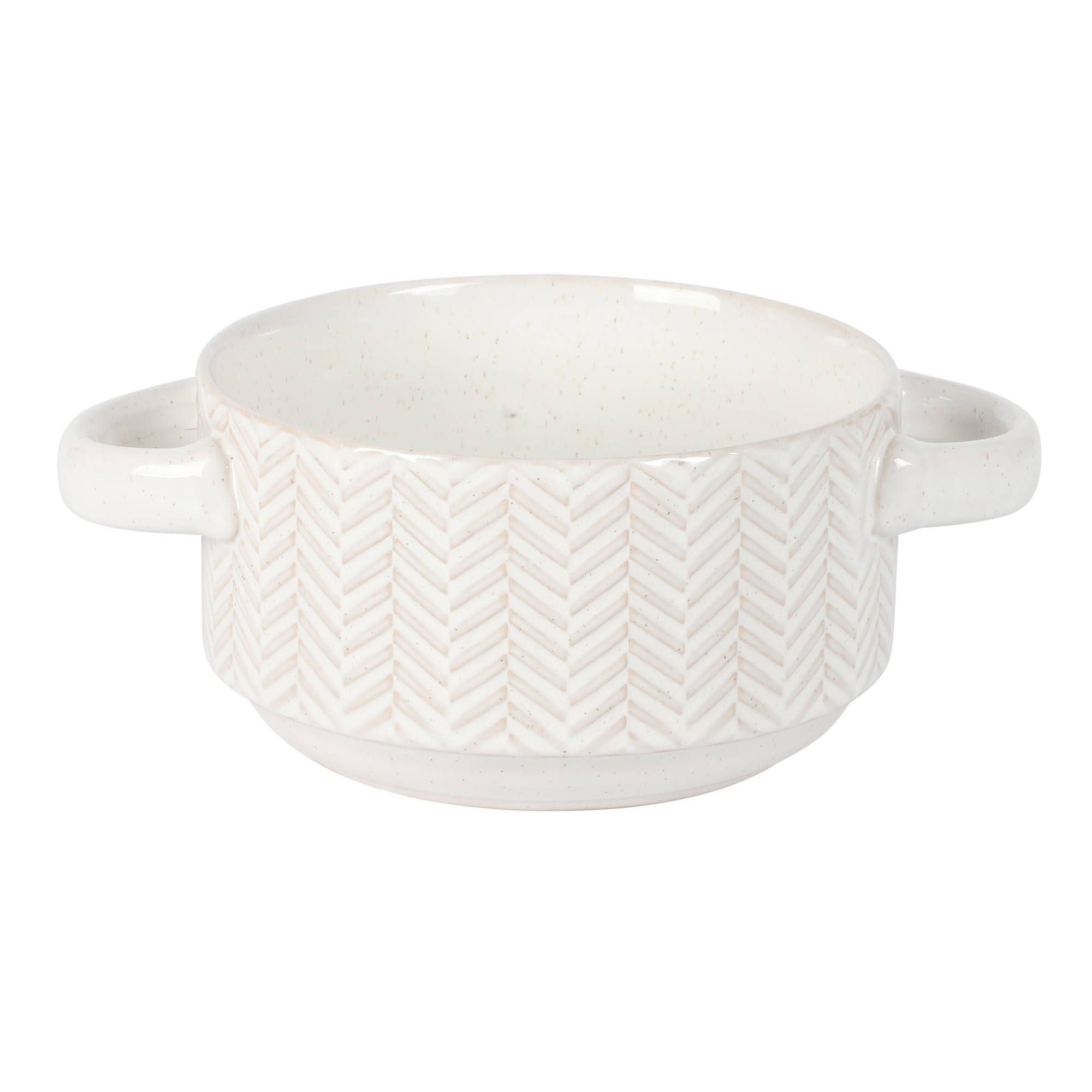 Gibson Elite Reactive Stoneware Soup Bowls with Handles, 6 Inch, Set of 4, White