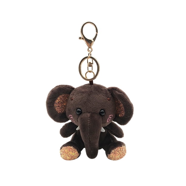 EeaseMX Llavero de elefante de peluche, adorno colgante para bolso, llave de coche (café oscuro)