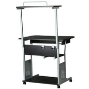 Yaheetech 2 Tier Computer Desk with Printer Shelf Stand Home Office Rolling Study Table Black