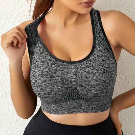 Alitao Sports Bra Seamless Bras Women Sports Bras Strappy Padded Medium Support Yoga Bra Workout Bra Workout Tops For Women Backless Bra Yoga Bra Gray L