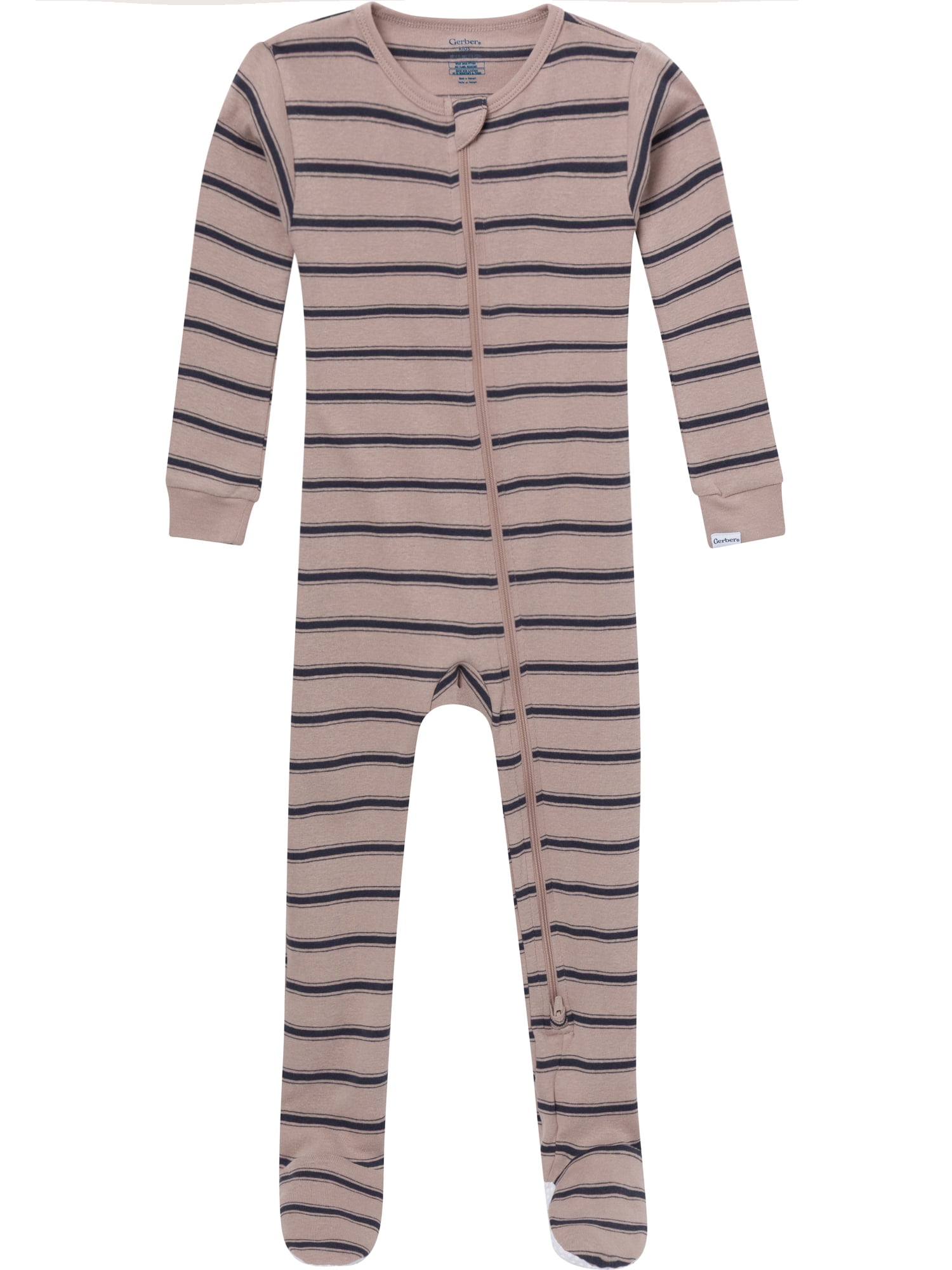 Gerber Baby and Toddler Neutral Tight Fitting Footed 2-Way Zipper Unionsuits, 2-Pack, Sizes 0/3 Months - 5T