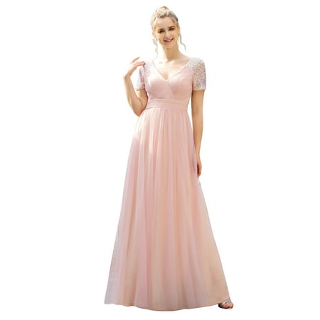 Ever-Pretty Women's Prom Dress for Juniors Sequin Pink Long Formal Occasion Dress Pink 00512 US10