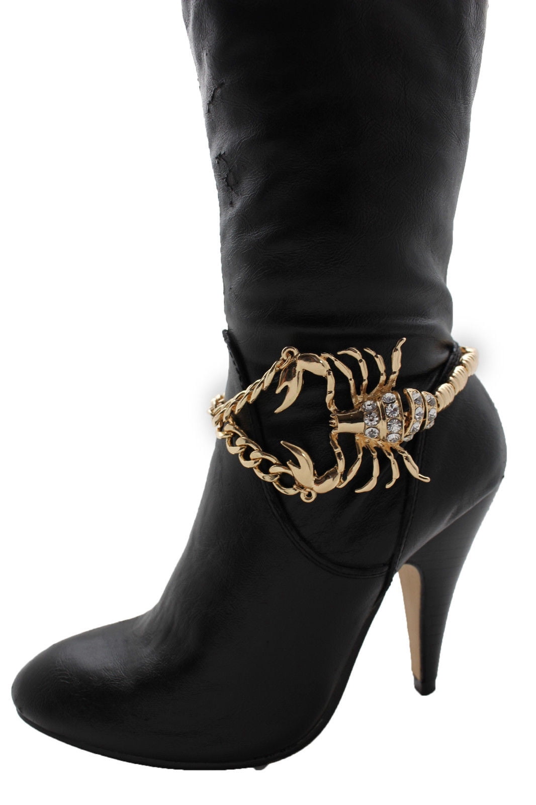 Women Western Boot Bracelet Gold Metal Chains Scorpion Anklet Bling Shoe Charm