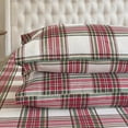 thumbnail image 4 of 4-Piece Cotton Flannel Sheet Set, Deep Pocket Fitted, Full, Plaid Ivory, 4 of 5