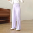 thumbnail image 2 of Lenpel Girls' Wide Leg Pants Children Lightweight Elastic High Waisted Loose Lounge Pants Baggy Causal Trousers with Pockets, 2 of 6