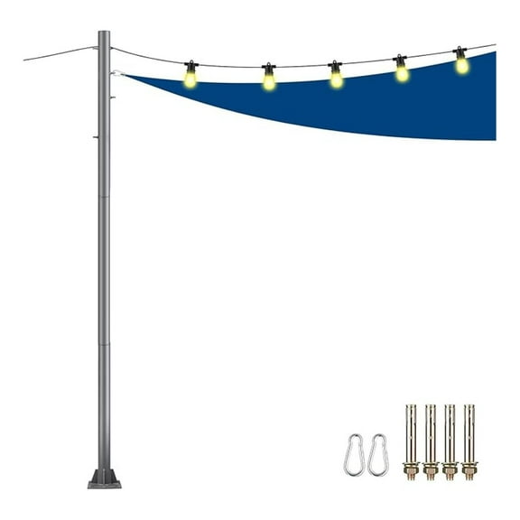 9Ft Outdoor Sun Shade Sail Pole, 3" Diameter Shade Cloth Pole Kits Heavy Duty Metal Post for Sun Shade Sail, Canopy, Backyard, Patio, Deck, Concrete, 1-Pack