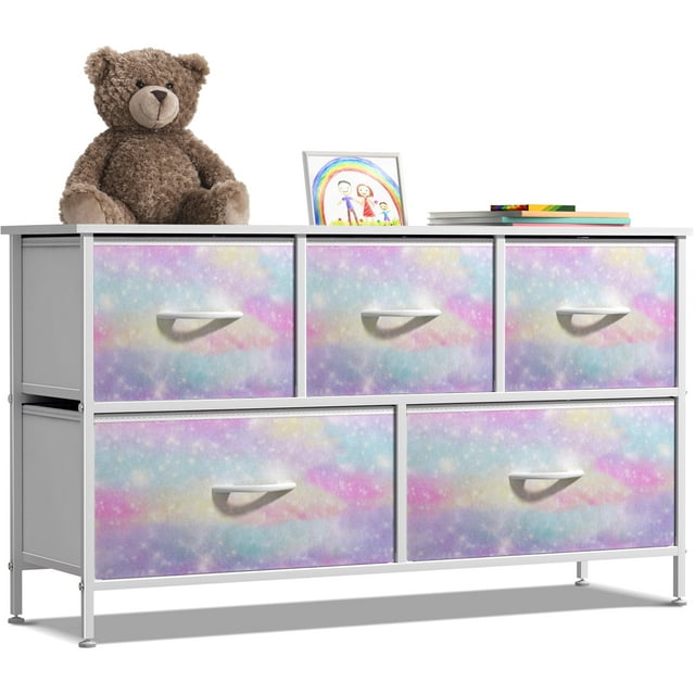 Commode avec 5 Tiroirs, Meuble de Rangement pour la Maison, Chambre