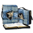 thumbnail image 3 of Kuiaobaty Cute Cat Print Bible Cover with Handle, Zippered Bible Carrying Case for Women Men, PU Leather Bible Tote Bag, Bible Book Cover Bible Accessories Christian Gifts, L, 3 of 7