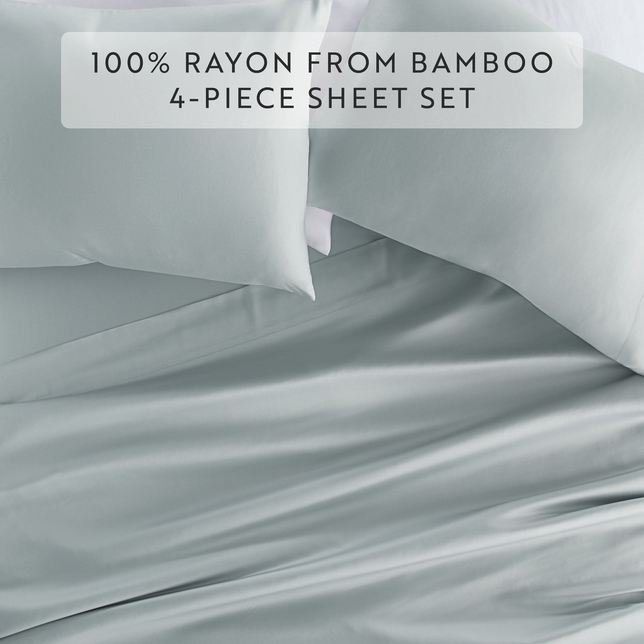 Noble Linens Rayon from Bamboo 4 Piece Luxury Bed Sheet Set, Light Blue, Twin